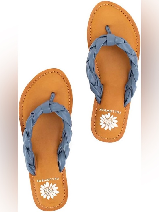 Yellow Box Shoes - Yellow Box Women’s Blue Dauphine Braided Flip-flop Sandals 11M